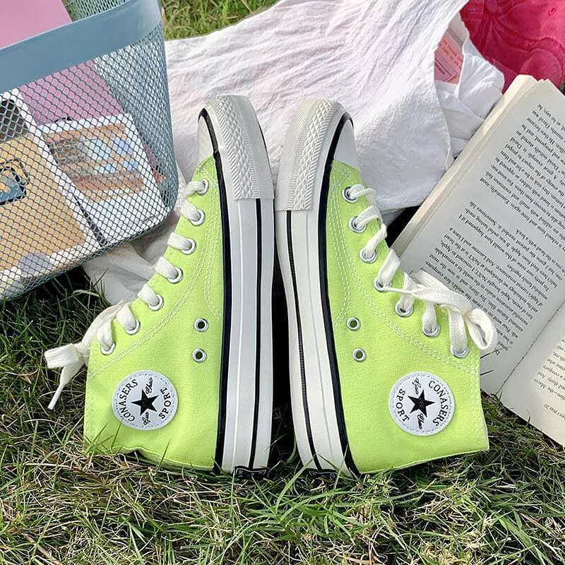 Women's Casual Daily Canvas Candy Colors Lace-up Sneakers