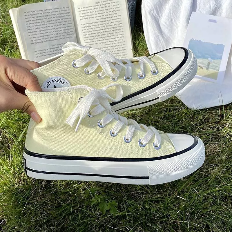 Women's Casual Daily Canvas Candy Colors Lace-up Sneakers