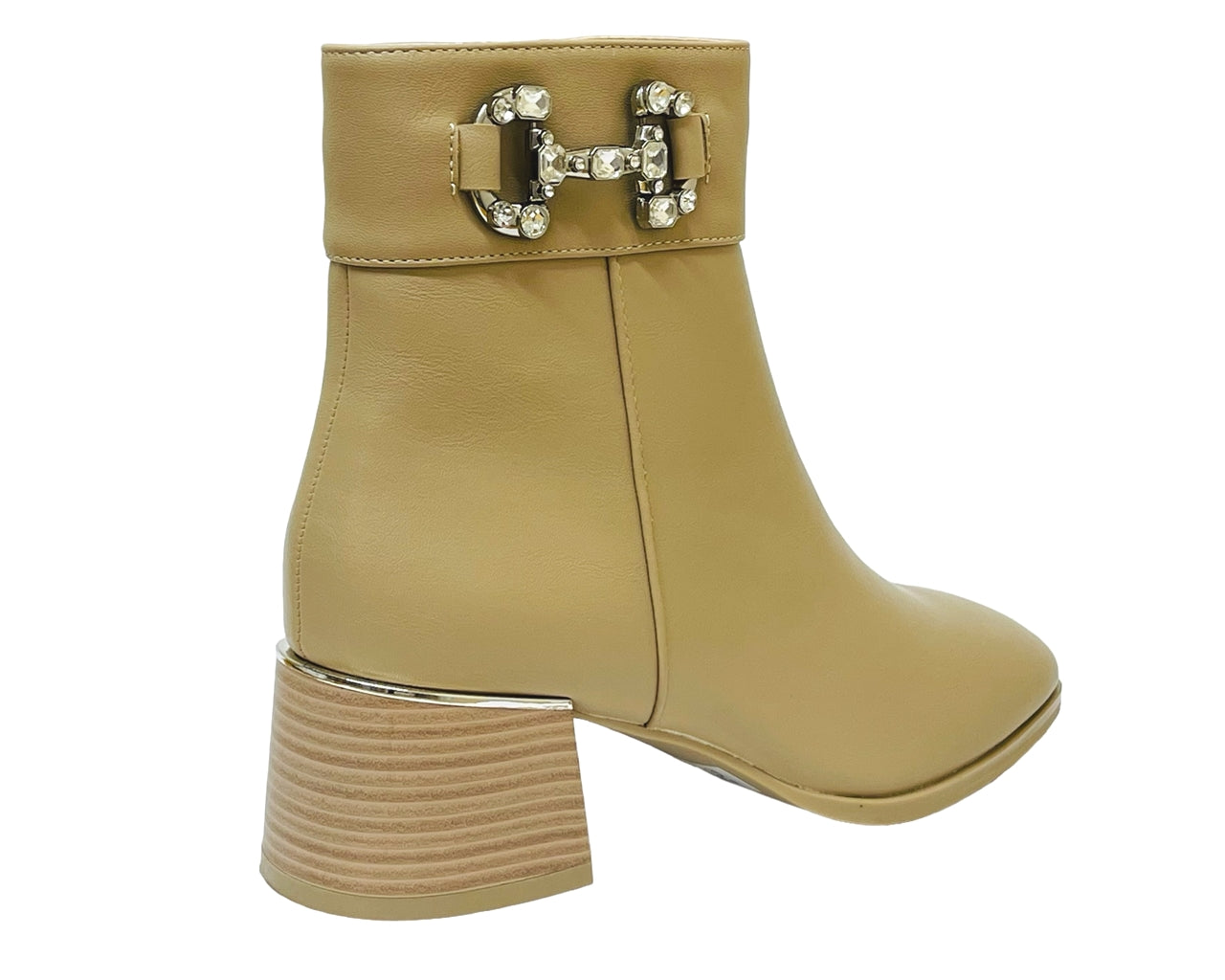 Women's Diamante Block Heel Zip Ankle Boots