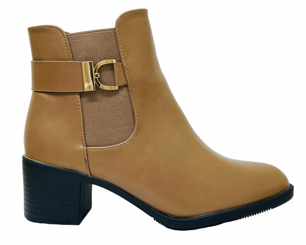 Women's Elasticated Gusset Block Heel Ankle Boots