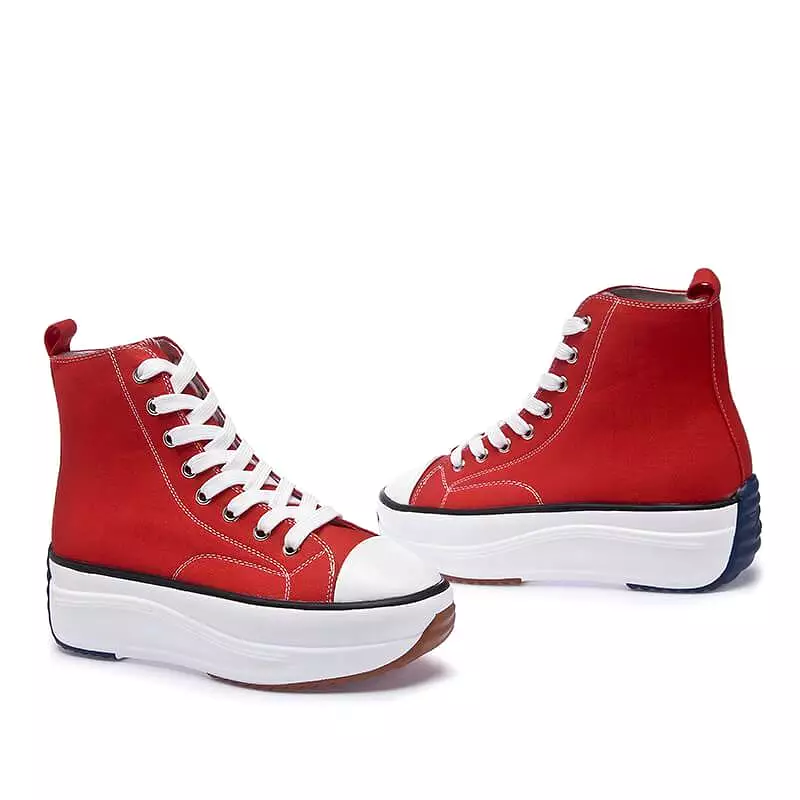 Women's Fashion Casual Lace-up Platform Heel Sneakers