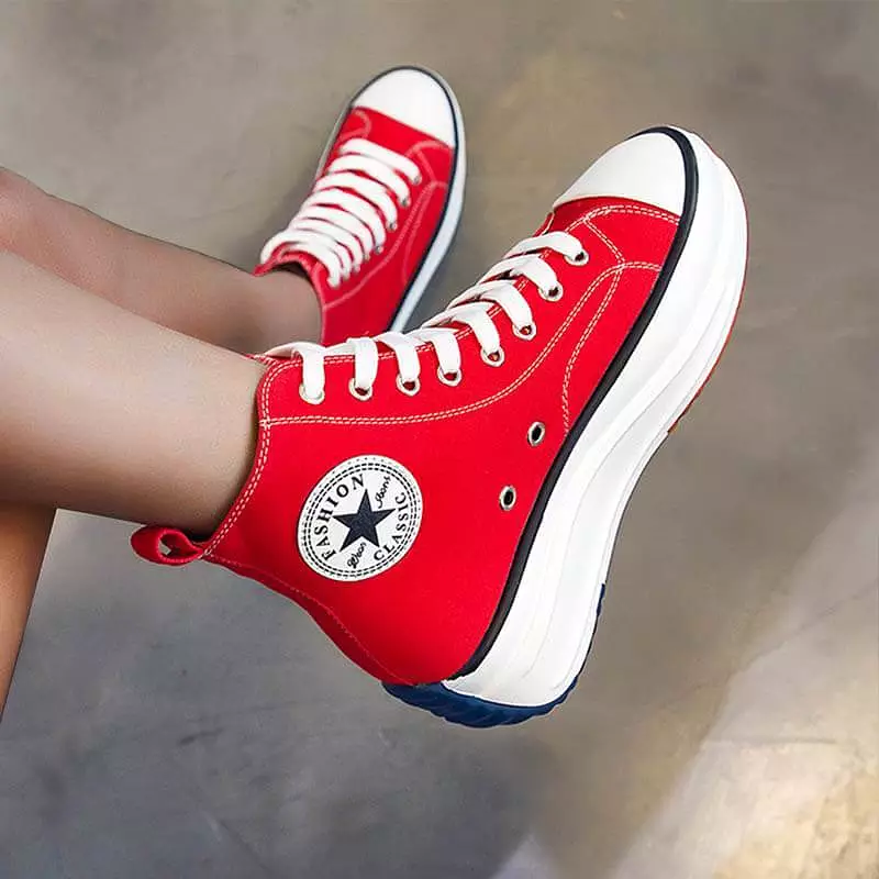 Women's Fashion Casual Lace-up Platform Heel Sneakers