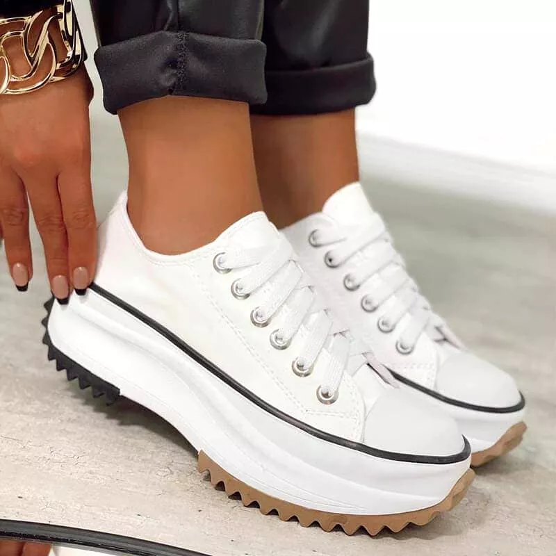 Women's Fashion Casual Lace-up Platform Heel Sneakers