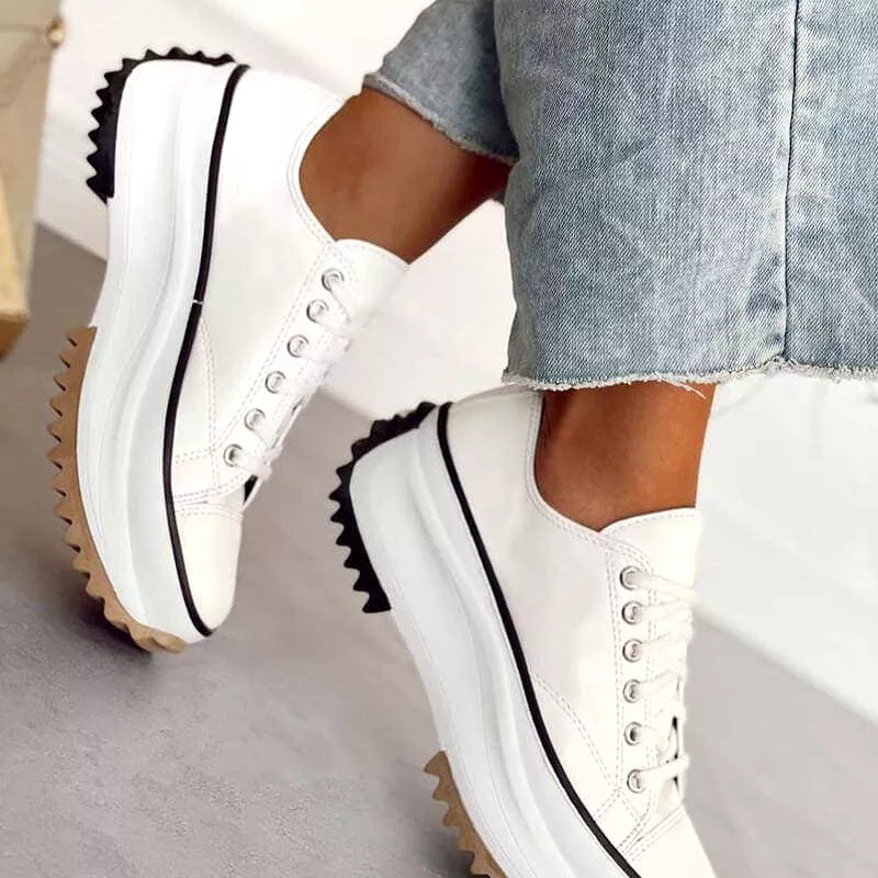 Women's Fashion Casual Lace-up Platform Heel Sneakers