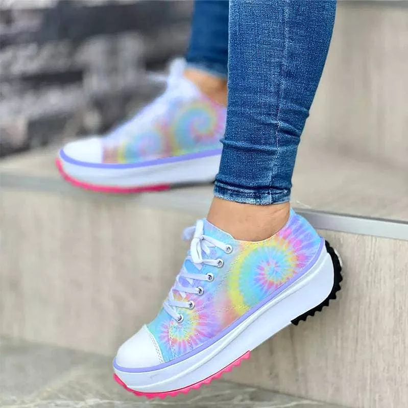 Women's Fashion Casual Tie-Dye Color-Blocking Sneakers