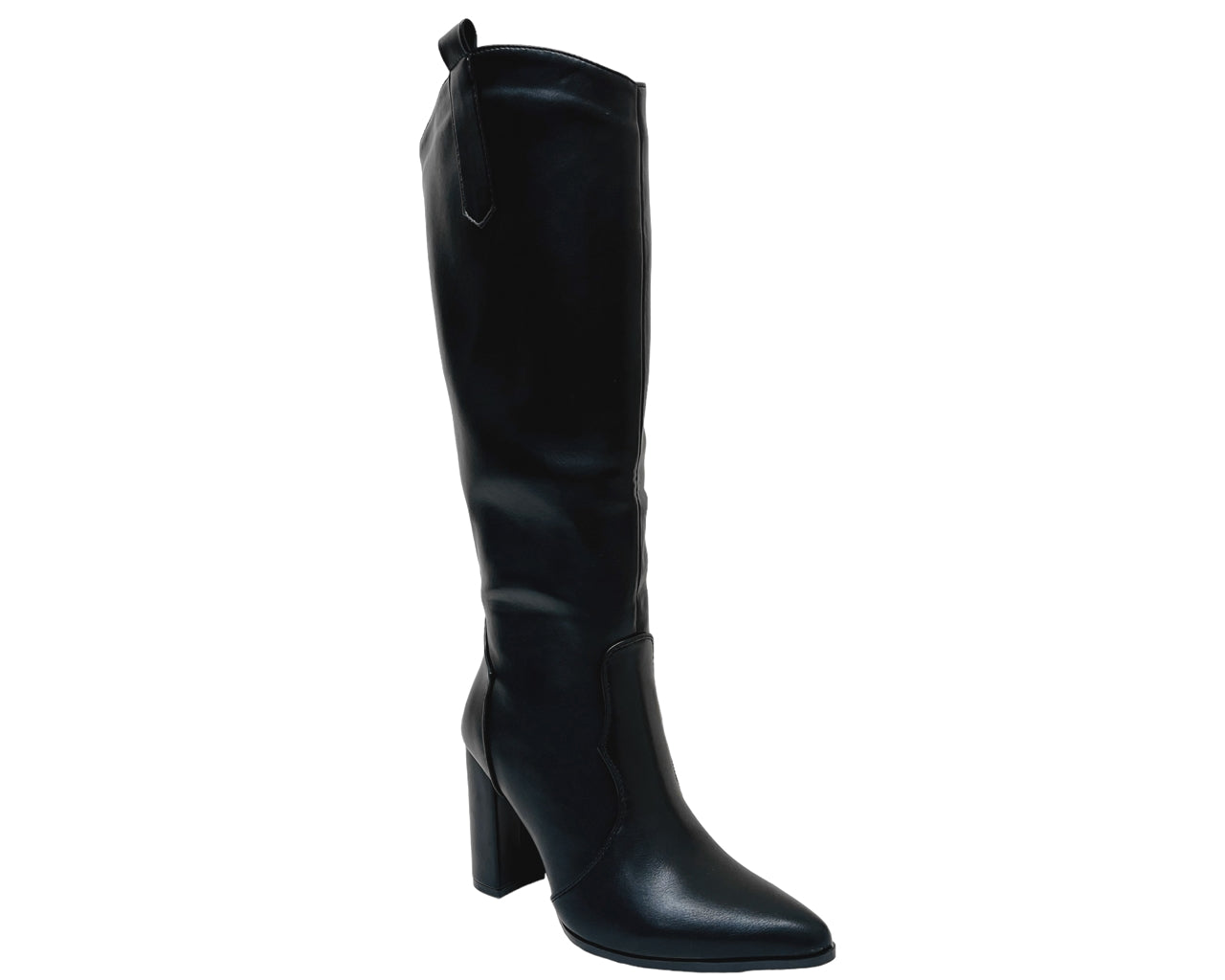 Women's Faux Leather Knee High Block Heel Boots