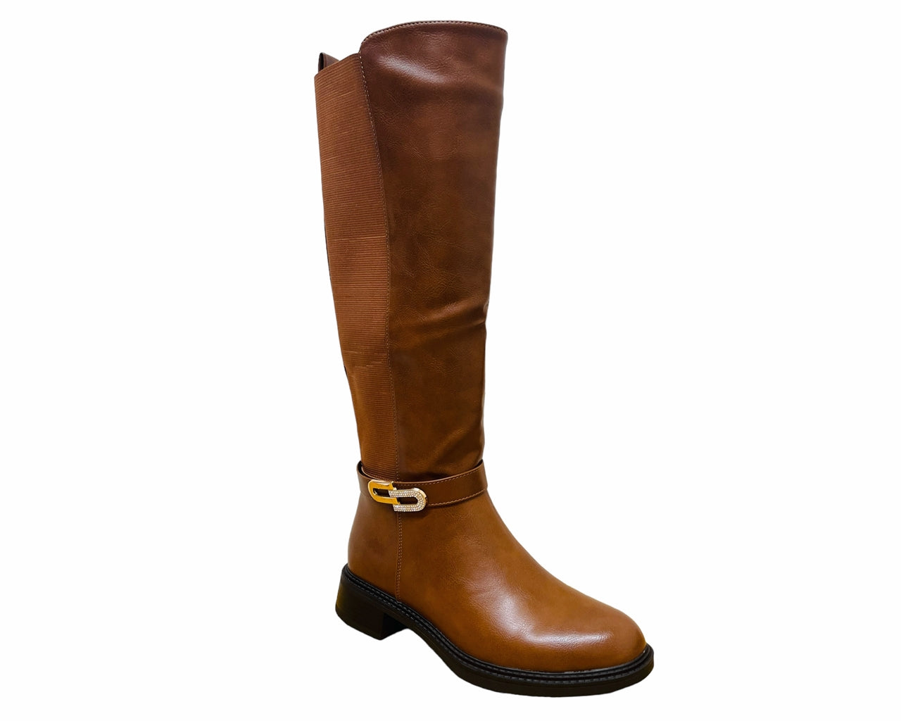 Women's Faux Leather Knee High Zip Boots