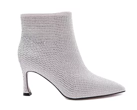 Women's Ideal Shoes 3671 Crystals Ankle Boots Silver