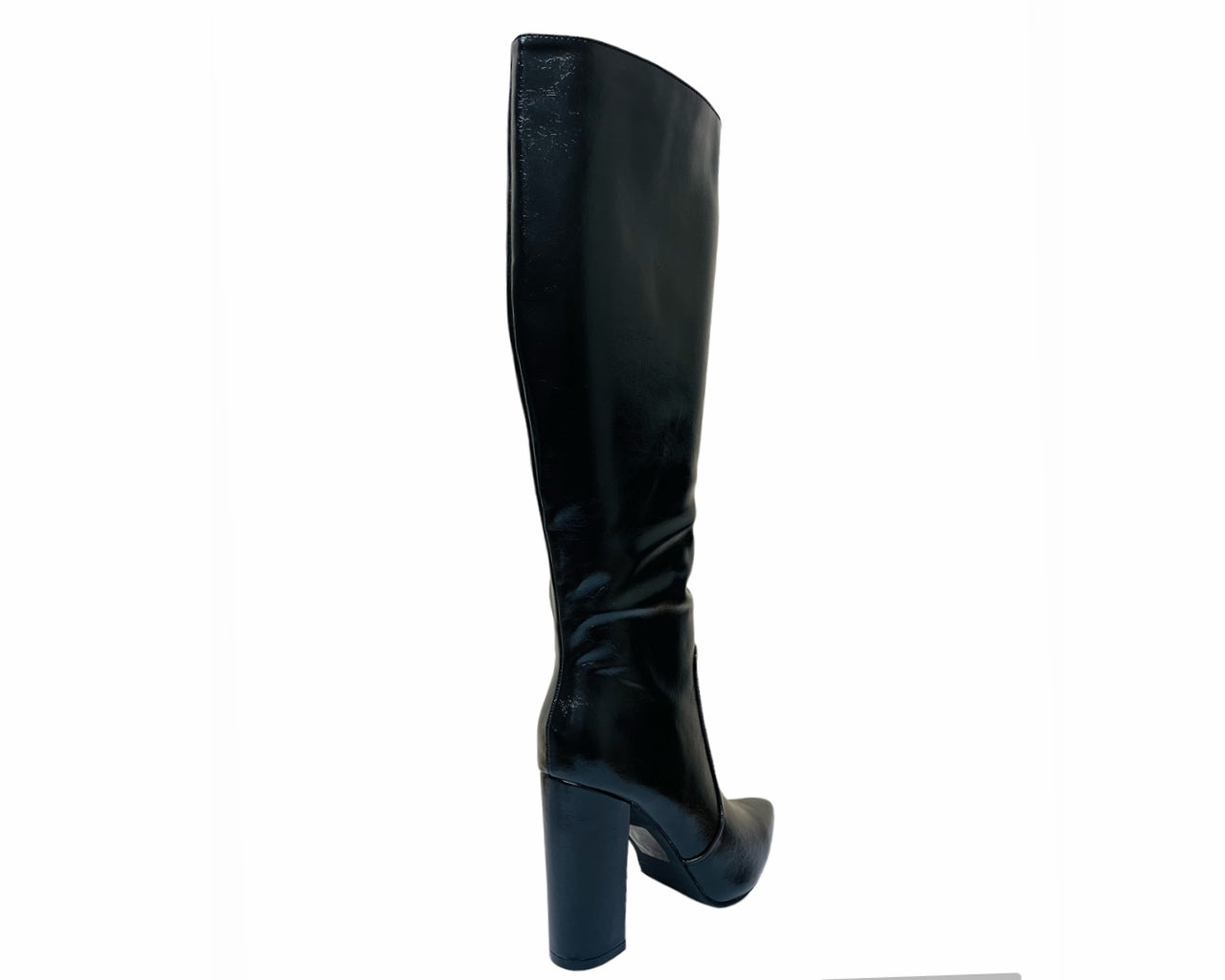 Women's Leather Look Metallic Knee High Boots