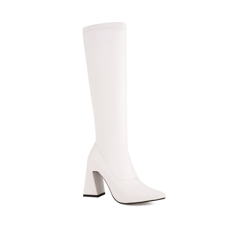 Women's Pointed Toe Block Heel Knee High Boots