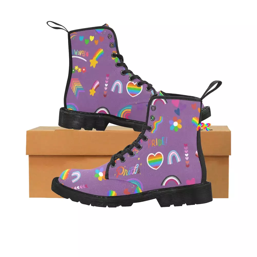 Women's Purple Pride Lace Up Canvas Boots