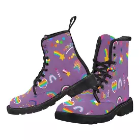 Women's Purple Pride Lace Up Canvas Boots