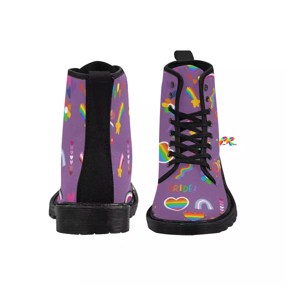 Women's Purple Pride Lace Up Canvas Boots