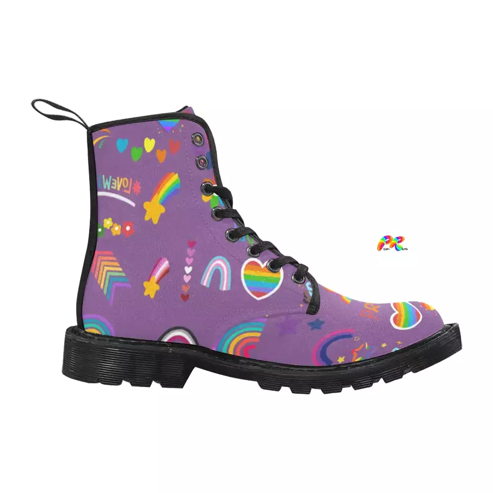 Women's Purple Pride Lace Up Canvas Boots