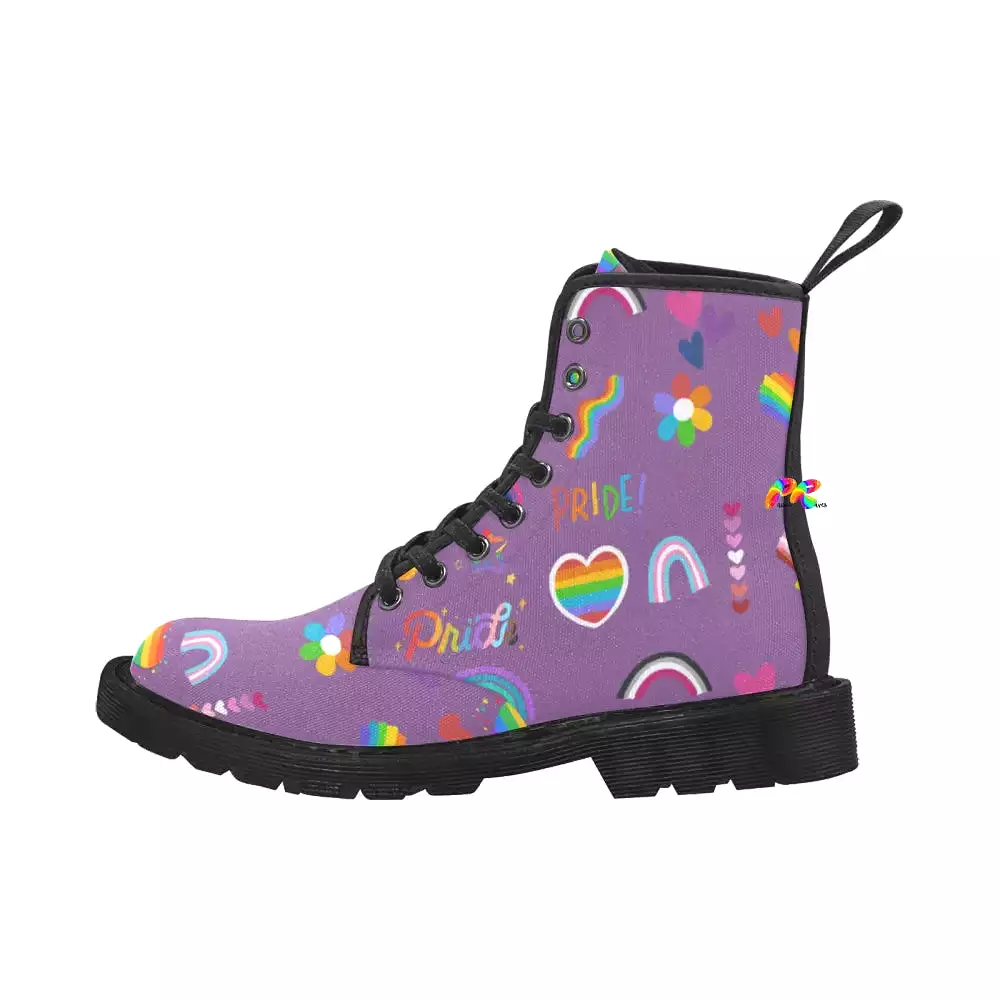 Women's Purple Pride Lace Up Canvas Boots