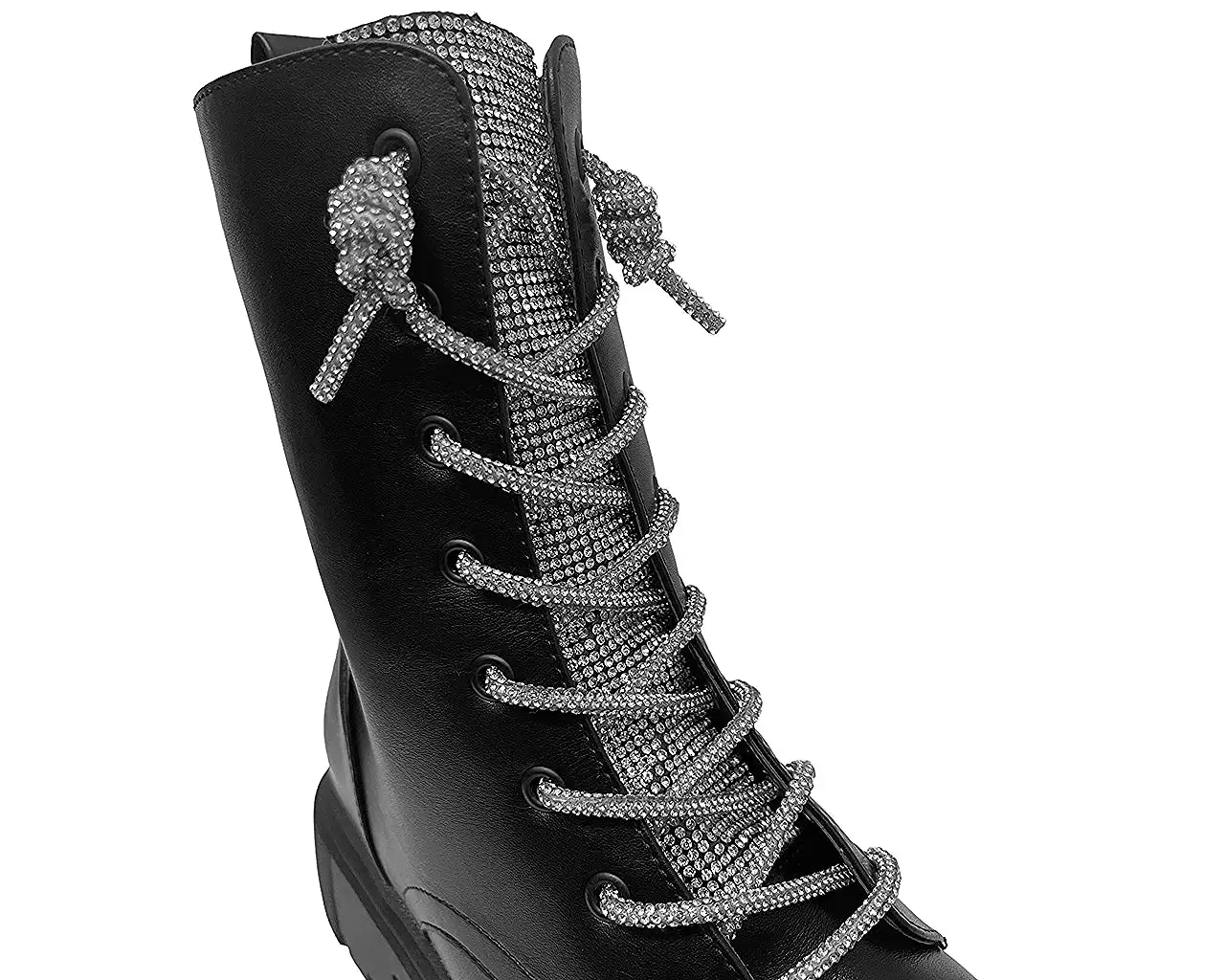 Women's Rhinestone Lace Up Combat Boots