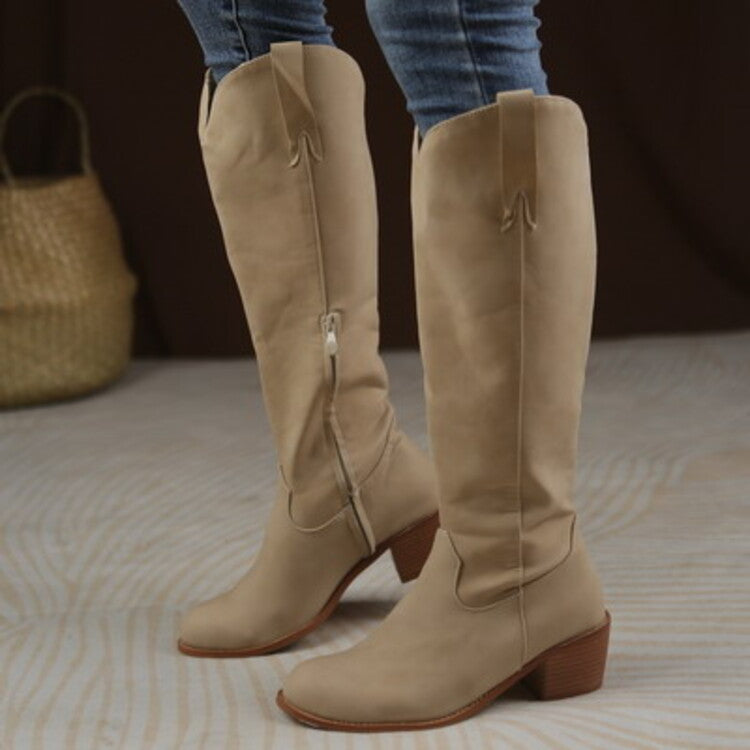 Women's Round Toe Cowboy Knight Boots