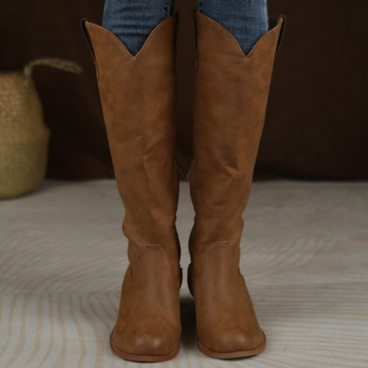 Women's Round Toe Cowboy Knight Boots