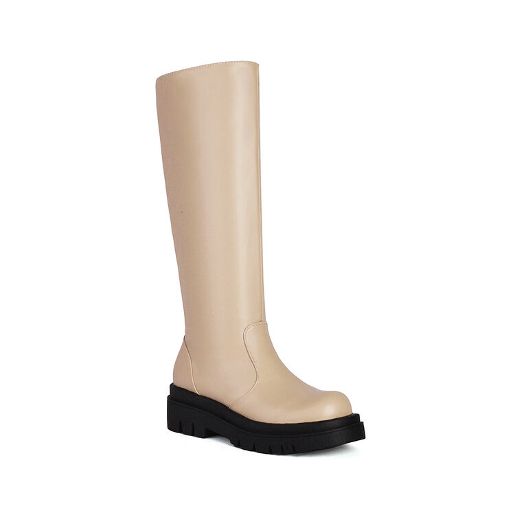 Women's Round Toe Platform Knee High Boots