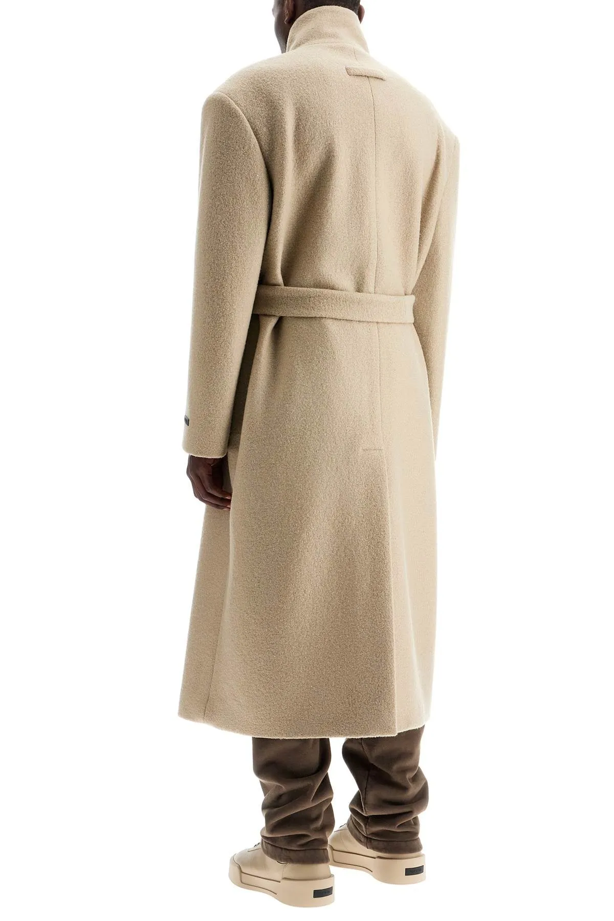 wool coat with high collar and boiled wool FG830 402CWO DUNE