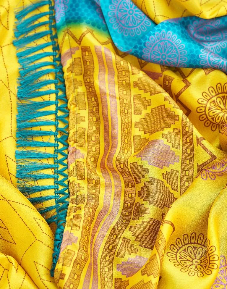 Yellow Cotton Printed Sarees