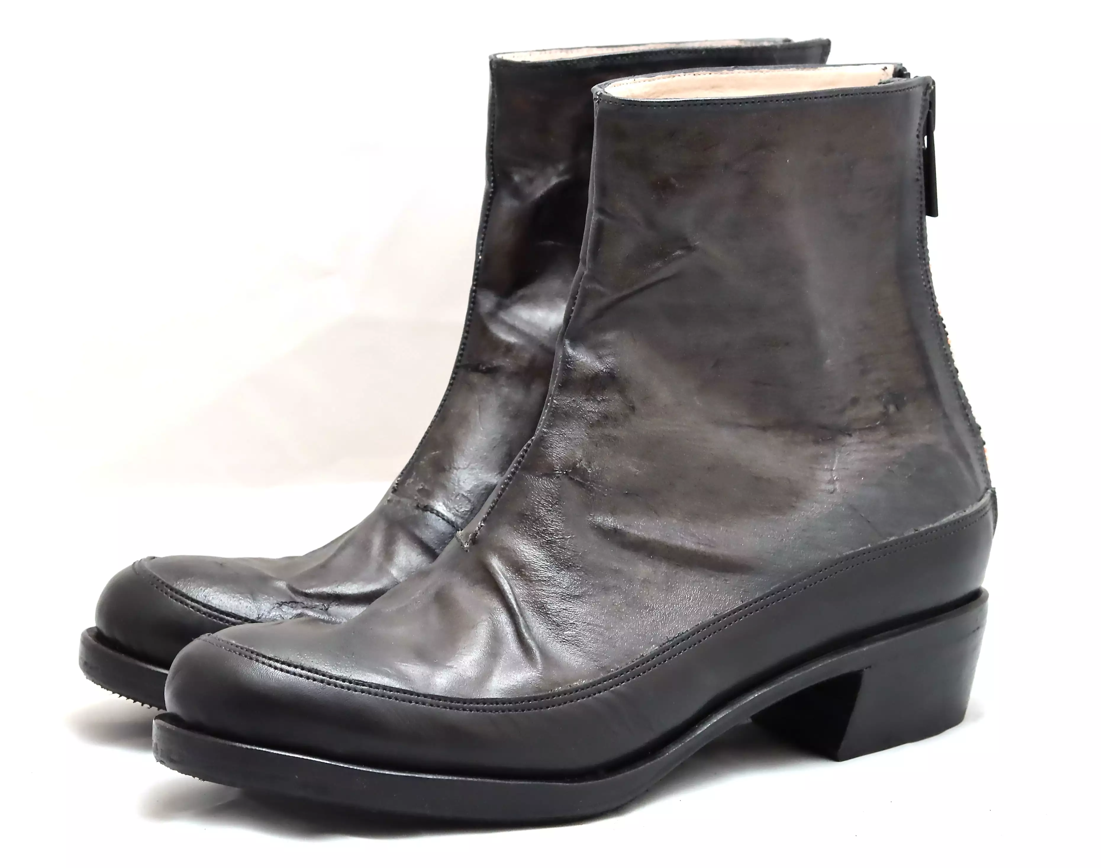 Zip back boot | grey  |transparent kangaroo and calf