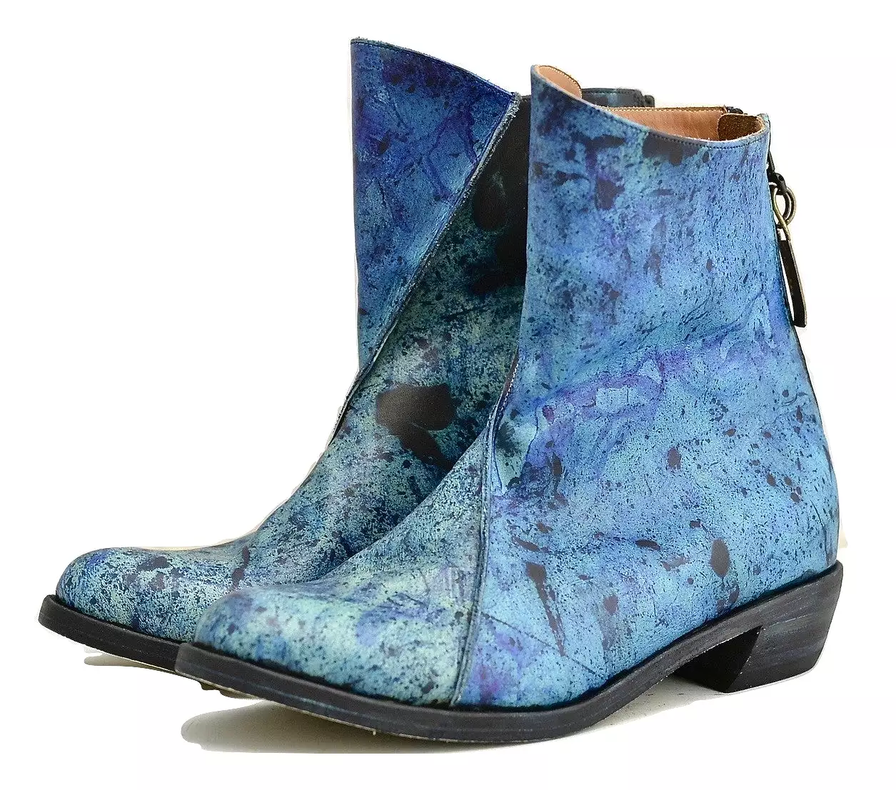 zip back boot | tie dye blue