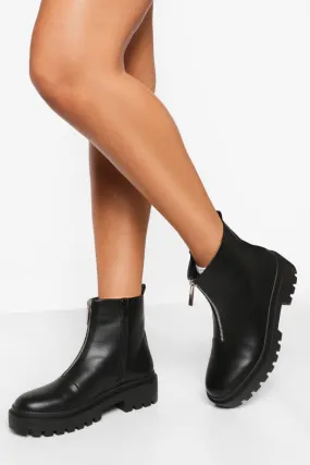 Zip Front Chunky Combat Boots